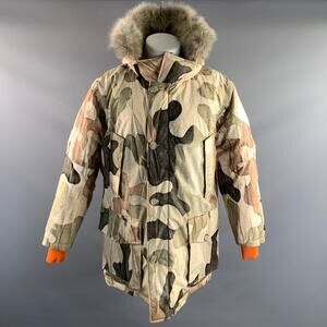 WOOLRICH Size M Green Brown Camo Puffer Coat